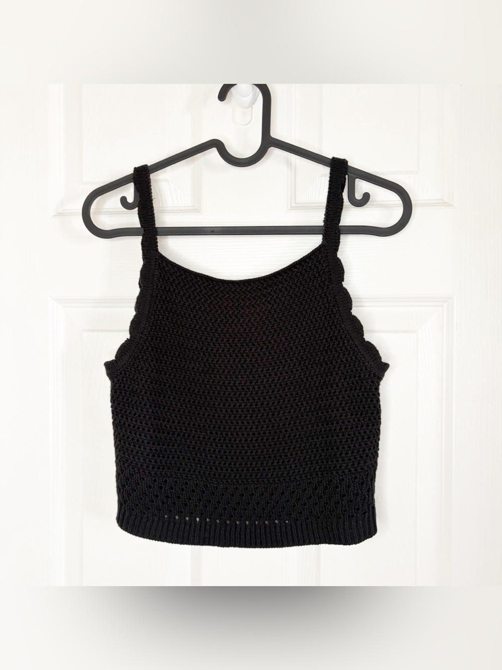 House of Harlow Black Crochet Tank Top - Women's Summer Knit Cami